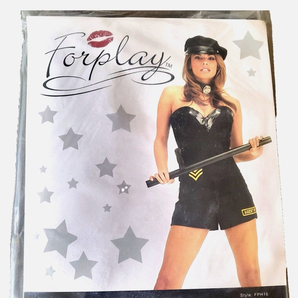 New w/ Defects Adult Sexy Police Agent 69 Corset & Shorts Halloween Costume Set